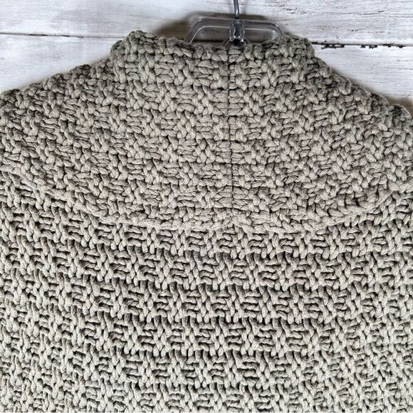 Chico’s Sweater Vest Cardigan Cotton Acrylic Chunky Olive Green Sz 1 M/ 10 - Picture 5 of 6